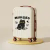 Mala de Viagem Cartoon Gato Preto 20 polegadas com Cadeado de Combinação, Rodas Spinner Silenciosas, Conjunto de Viagem, Bonita e Adorável