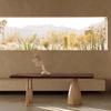 Mesa de Comedor de Madera Maciza Estilo Wabi-Sabi, Mesa de Centro para Casa de Huéspedes, Estación de Trabajo de Oficina de Madera de Fresno, Mesa de Tronco con Rama de Árbol para Recepción, Mesa de Comedor