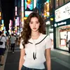 2025 Dulce Verano Nuevo Suéter de Punto de Manga Corta con Cuello Marino Estilo Preppy Camiseta Top Reductora de Edad Tendencia