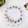 Pañuelo de Algodón Vintage para Mujer de 28 cm con Borde de Media Luna, Dobladillo a Mano, Toalla Cuadrada de Estilo Tradicional, Absorbente de Sudor, Pañuelo Pequeño de Algodón Puro