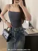 Camisola de una pieza con copas y tirantes finos para mujer, Top versátil de verano ajustado con fruncidos para usar como prenda exterior