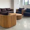 Sofá de Ocio para Exteriores, Mesa Larga y Sillas de Aleación de Aluminio, Patio al Aire Libre, Jardín, Balcón de Villa, Sofá de Madera Maciza Impermeable y Resistente al Sol
