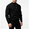 Tendencia de Moda Otoño e Invierno para Hombre Hebilla Oblicua Cuello Alto Textura de Punto Suéter Casual Botón Capa Base Superior Ropa de Hombre