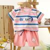 Traje de Manga Corta para Niños Niños, Camiseta de Algodón de Verano para Niños, Ropa para Bebés Niños, Estilo Coreano Transpirable para Niños Pequeños Niñas