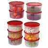 Caja Redonda para Conservar Frescos con Tapa Roja, Caja de Almacenamiento Grande, Caja Transparente para Almacenamiento en Cocina, Caja Sellada con Tapa, Caja para Carne Congelada, Lonchera