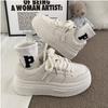Zapatillas Deportivas Blancas para Mujer con Suela Gruesa 2025, Sencillas y Elegantes, Estilo con Cordones que Aumentan la Altura, Artículo Caliente de Invierno