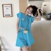 Conjunto Esportivo Casual para Mulheres 2025 Novo Estilo Coreano Solto Manga Curta Cintura Alta Calça Wide Leg Conjunto de Duas Peças da Moda