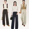Cinco Gansos Brancos 2657 Calça Esportiva Feminina de Outono Cintura Alta Modelagem Justa Cós Estreito com Renda Perna Reta Calça Casual para Mulheres