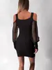 Vestido Feminino Popular de Comércio Exterior da Amazon, Malha Patchwork, Decote V Sexy, Plissado, Bodycon, Vestido Curto