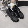 Sapatos casuais simples de couro bovino de primeira camada, calçados femininos de maternidade, sapatos de feijão antiderrapantes, sapatos baixos com cadarço para mães