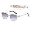 Gafas de sol sin montura con borde recortado y forma curva transfronterizas para hombre y mujer, gafas de sol poligonales de moda para conducir