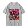 [Camiseta de Algodão Tamanho Europeu] Camiseta com Estampa do Rapper K-King Von Moda Hip-Hop Gótico Masculina Camiseta de Manga Curta
