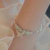 Pulsera de Perlas de Imitación Plata Rota para Mujer Estilo Ins Sentido de Diseño de Nicho Lujo Ligero Exquisita Celebridad de Internet Elegante Suave Pulsera para Mujer