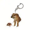 Transfronterizo Nuevo 2Dcheems Expresión Inútil Perro Escultura de Arena Shiba Inu Musculoso Malvado Divertido Llavero Acrílico