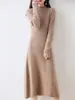Suéter de Lã Feminino Outono/Inverno 2026 Tricotado Costela Dupla Slim Fit Vestido Versátil Manga Longa para Camada ou Peça Externa