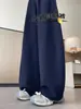 Pantalones Deportivos Casuales Gruesos Forrados de Polar Azul Marino para Mujer, Pantalones Casuales de Pierna Recta para Figuras Pequeñas, Adelgazantes de Cintura Alta A8291