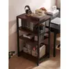 Estantería de Escritorio de Pie Estante de Almacenamiento de Piso Estante de Almacenamiento de Acero y Madera Multicapa Móvil con Ruedas Estante Librero Simple