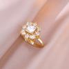 Anel Feminino Transfronteiriço Micro-Cravado Flor Giratória Zircônia Temperamento Estilo Cool Diamante Cheio Anel de Amor Joias Atacado