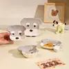 Plato Lindo de Dibujos Animados con Dos Compartimentos para Uso Doméstico, Vajilla de Cerámica de Alto Valor, Plato para Comida, Plato para Salsa para Dipear, Plato para Snacks, Plato para Frutas, Bol para Arroz