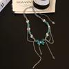 Collar con borlas de mariposa y cuentas de cristal para mujer, elegante y moderno, pendientes de lujo estilo Spice Girl Y2K, accesorios de cadena para clavícula, venta al por mayor