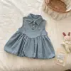 Vestido Chaleco de Verano sin Mangas Estilo Coreano para Niñas Moda Falda Burbuja Versión Coreana Elegante Falda Abullonada Falda de Mezclilla Tendencia