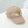 Chapéu de Sol Doce e Fofo para Bebê Menina de Verão, Boné de Baseball Macio e Adorável de Urso para Crianças, Chapéu de Bico Fofo Estilo Japonês, Chapéu de Rede