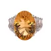 Anillo de Citrino y Amatista Natural de Gran Quilate Unisex Plata de Ley S925 Piedra Preciosa Venta Caliente en Xiaohongshu Al Por Mayor