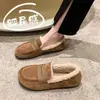 Zapatos de algodón forrados de felpa para mujer 2026 invierno planos casuales mocasines, talla grande, extra anchos para pies hinchados, cómodos para usar al aire libre