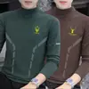 300g Veludo Alemão Outono/Inverno Veludo Escovado Dupla Face Gola Alta Manga Longa Camada Base Masculina Quente Roupas de Outono Camiseta