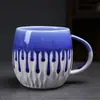 Taza de cerámica con esmalte de flujo variable para horno transfronterizo de 600 ml, gran capacidad, para beber, taza de desayuno con alto valor de color, taza de café