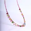Collar de Turmalina Natural de Cristal Jingyao Colgante Forma de Gota Cadena Arcoíris para Clavícula Cadena de Torre Collar de Color Caramelo Joyería Regalo