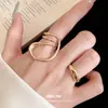 Anillo Abierto Redondo Retorcido Geométrico de Doble Capa Europeo y Americano Juego de Dos Piezas Personalidad Exagerada Anillo de Dedo Exquisito Joyería de Mano Versátil para Mujeres