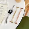 Correa de reloj metálica de cadena de trébol de cuatro hojas pequeña de doble fila, compatible con Apple 10, 11, Huawei 11 Fit 5, GT 6 y pulseras Xiaomi