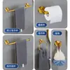 Barra de Toalla de Acero Inoxidable Set de Hotel Portarrollos de Papel Higiénico y Toalla para Baño Colgador de Ropa Toallero Sin Taladrar