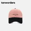 Gorra de béisbol vintage estilo coreano de pana con bloques de color y bordado de letras para hombres y mujeres, versátil para otoño e invierno, hace que la cara se vea más pequeña
