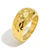 Anillo de Moda con Personalidad Mengjia de Venta Caliente Transfronteriza Joyería de Acero Inoxidable Chapado en Oro de 18K Patrón Martillado Anillo Simple para Mujer