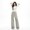 Jeans Wide Leg Laranja Infantil # Tingimento Ativo de Baixa Saturação Lavado para Mulheres, Caimento Solto, Emagrecedor, Cobre o Corpo, Calça Reta Versátil, Tendência.
