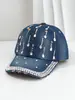 Gorra de Béisbol Deportiva Popular Unisex Transfronteriza con Forma de Gota de Agua 3D y Adornos de Pedrería, Sombrero de Sol Estilo Vintage para Viajes y Vacaciones
