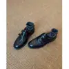 Mocasines de piel suave estilo británico, nueva colección 2026 para mujer, zapatos pequeños de piel versátiles con tacón grueso y cierre de velcro, zapatos planos de moda