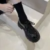 Sapatos de Couro com Solado Grosso Estilo Britânico para Mulheres 2026 Novo Outono Versátil Preto Loafers JK Sapatos Plataforma Tendência Ins