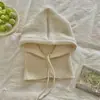 Balaclava coreana outono e inverno moda casal chapéu cachecol quente integrado proteção de orelha de tricô chapéu de lã