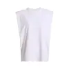 Moda Verão 2026 Versátil Colete Acolchoado nos Ombros 0000 Camiseta Gola Redonda Verão Casual Solto Sem Mangas