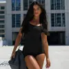 Europeo y Americano 2025 Verano Nueva Moda Comercio Exterior para Mujer Personalizado Espalda Descubierta Calado Plisado Mono de Manga Corta para Mujer Venta al Mayoreo