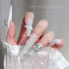 Accesorios para Uñas: Producto Terminado Apilado con Circonita Blanca Cuadrada Acabado Diamante, Bola de Diamante Hecha a Mano, Decoración Brillante Huevo de Paloma de Ángulo Recto Completamente Diamantada