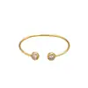 Pulseira Aberta Elegante Original Versátil com Diamantes Embutidos Moda Simples Galvanizada a Ouro 18K