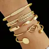 Ins Joyería Transfronteriza Europea y Americana Pulseras Trenzadas Lisas en Forma de Diamante Set de 6 Piezas Set de Pulseras Punk Irregulares Venta al por Mayor