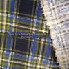 Flanela de algodão com estampa xadrez azul, tecido para pijamas de bebê, largura de rolo de 150cm