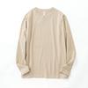 Camiseta de algodón para mujer, no transparente, holgada, de manga larga, sencilla, combinable con todo, color sólido, cuello redondo, misma camiseta básica para hombre y mujer