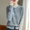 Cardigã curto de malha misturada com lã, cor fashion em blocos, estilo transfronteiriço, quente, gola redonda, trança pequena, novo estilo outono/inverno feminino