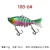 Cebo Luya de múltiples secciones, 15 g, 10 cm de largo, con cuentas anilladas, cebo falso para pesca en agua dulce, lubina, pez mandarín, cebo negro.